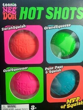 Hot Shots 4-Pack Squishy Sports Balls - Pink, Orange, Green, Blue